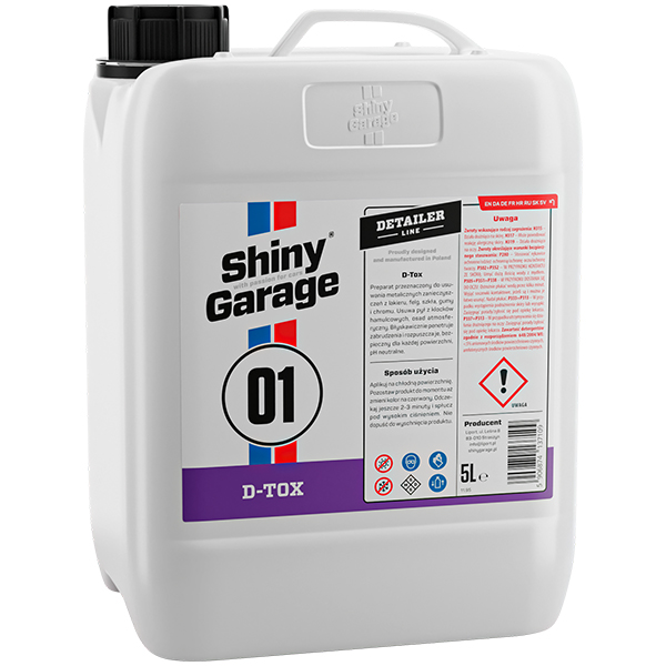 Shiny Garage D-Tox 5L - deironizer, środek do usuwania zanieczyszczeń metalicznych, do czyszczenia felg i lakieru